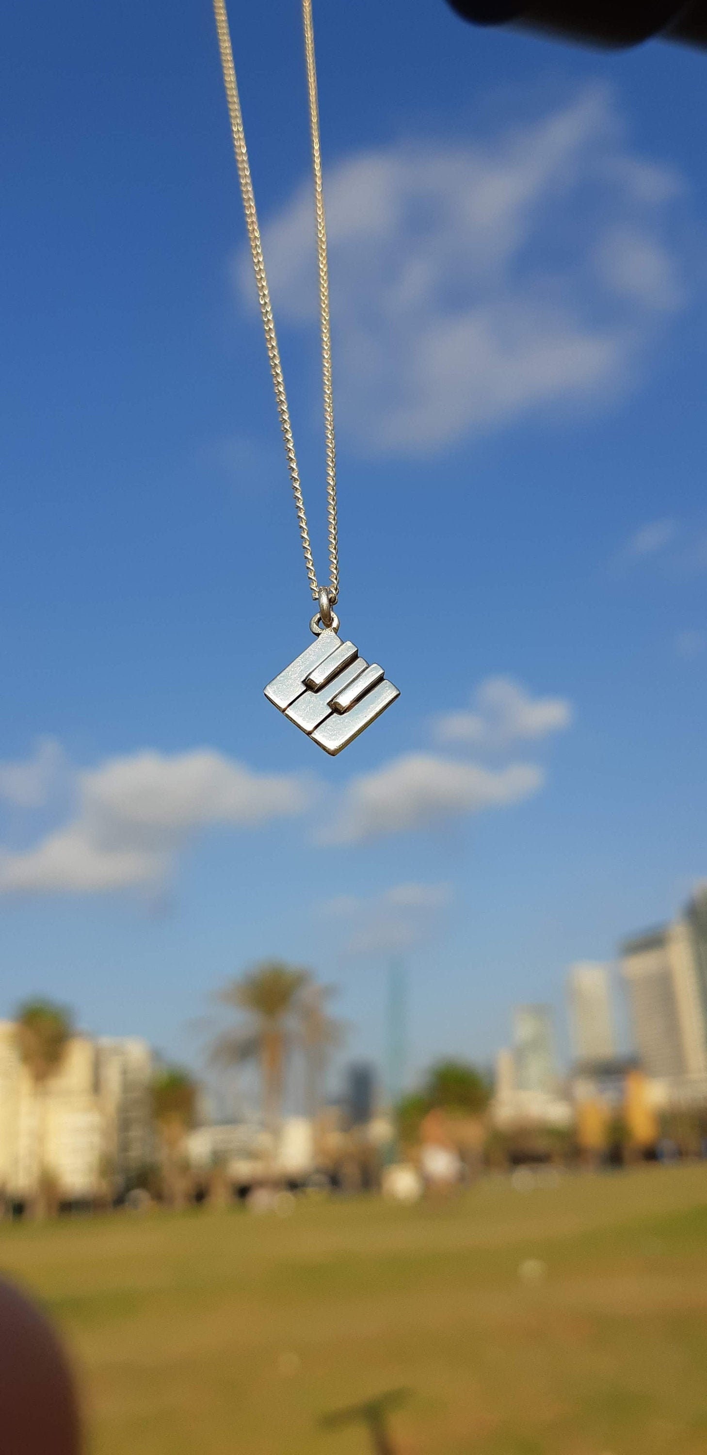 2. Sterling Silver Piano Keyboards Pendant Necklace