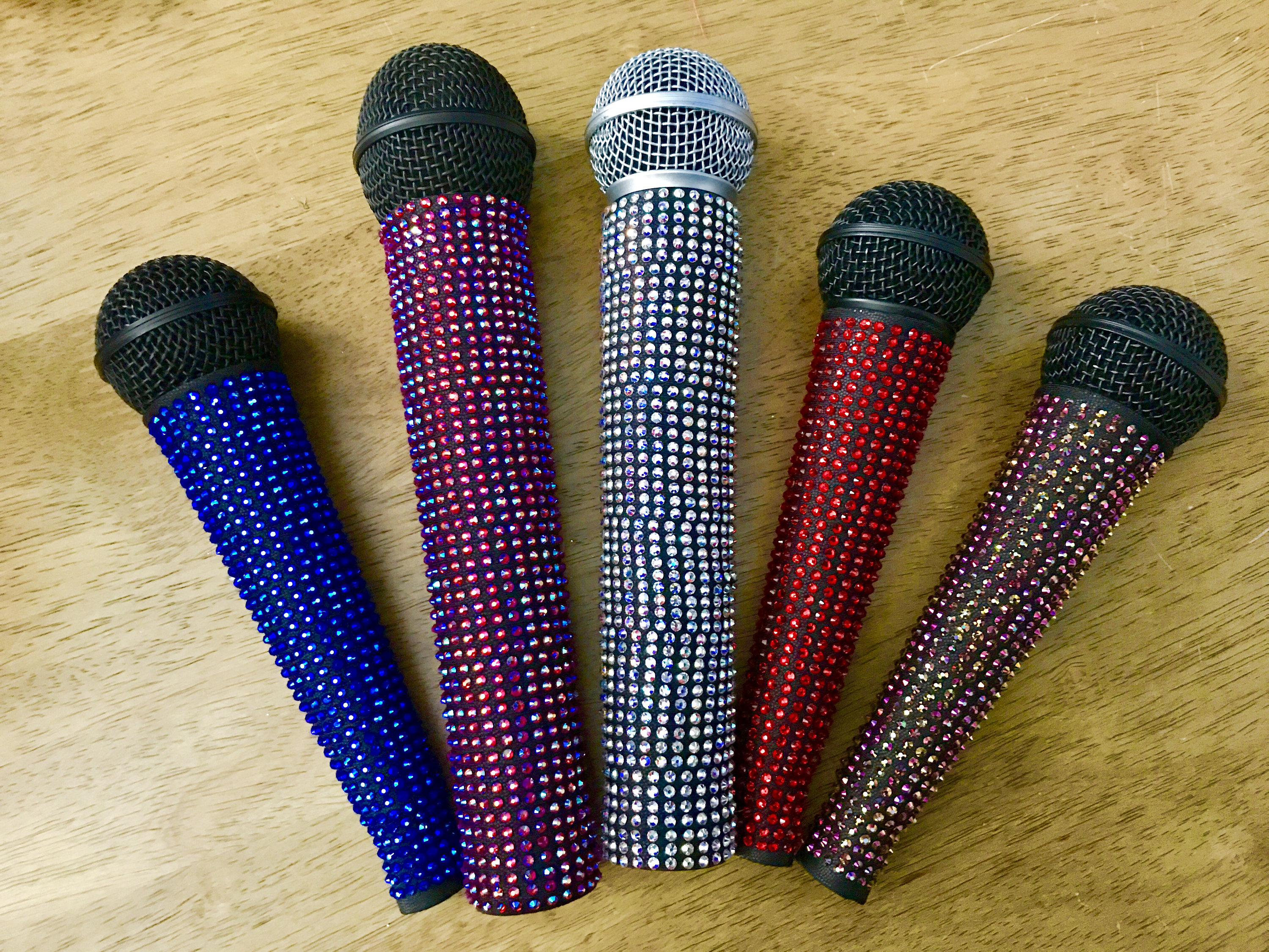 10. Solid Color Rhinestone Microphone Sleeve Cover