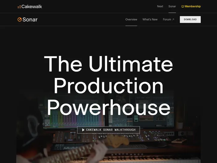 Screenshot of the cakewalk sonar website