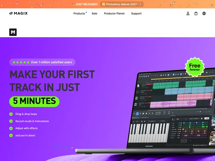 Screenshot of the music maker free website