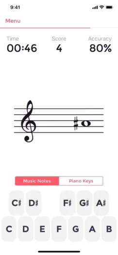 Music Tutor (Sight-Reading) interface