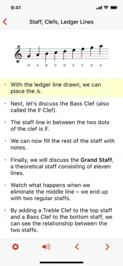 Theory Lessons interface