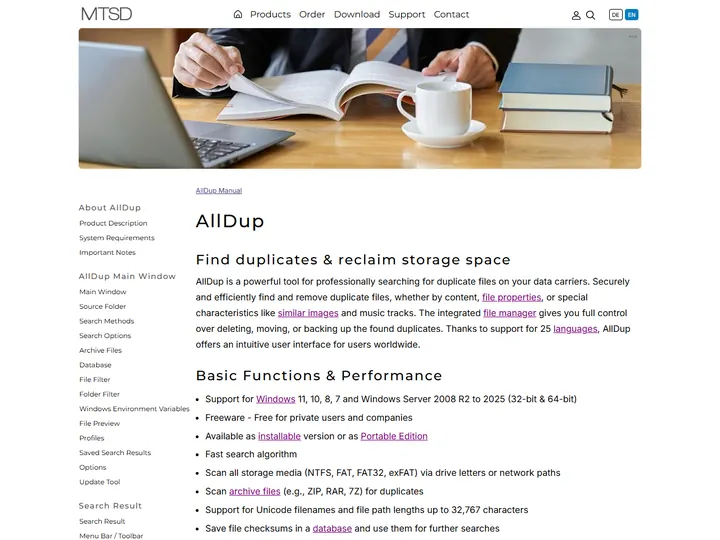 Screenshot of www.alldup.de