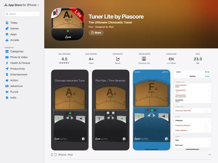 Screenshot of apps.apple.com