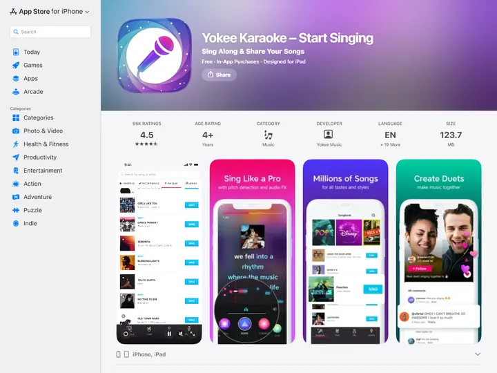 Screenshot of apps.apple.com