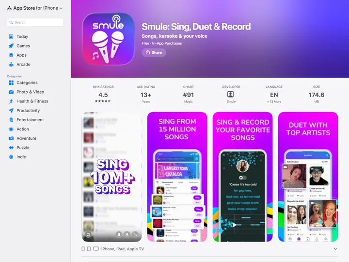 Screenshot of apps.apple.com