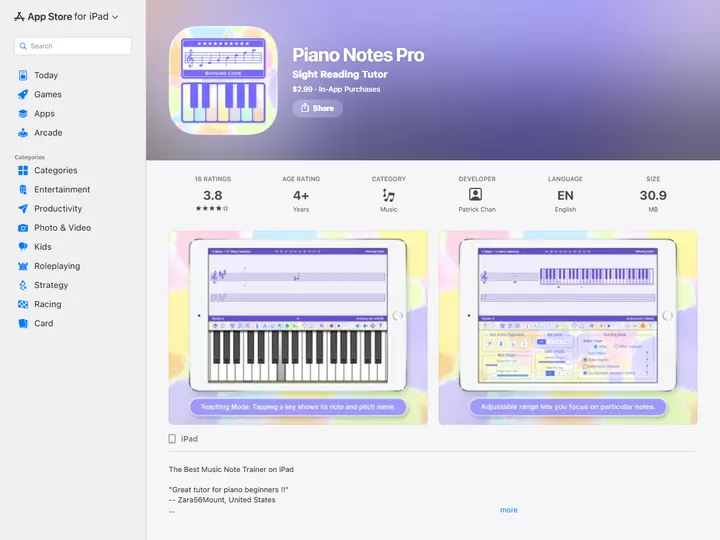 Screenshot of apps.apple.com