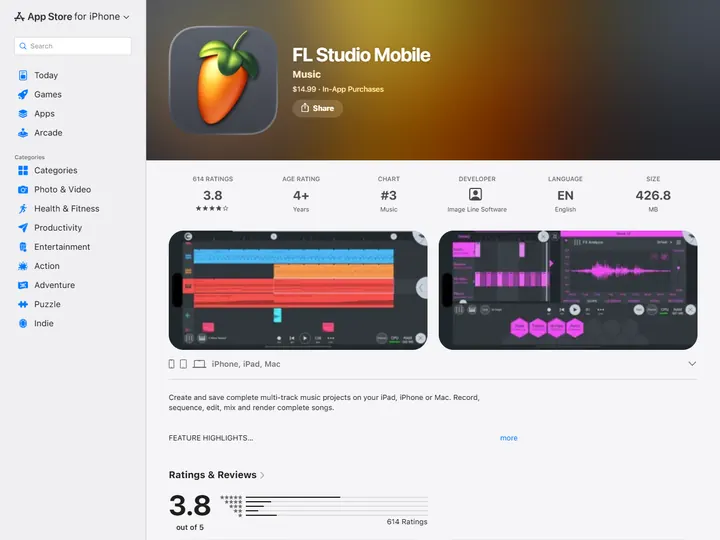 Screenshot of apps.apple.com