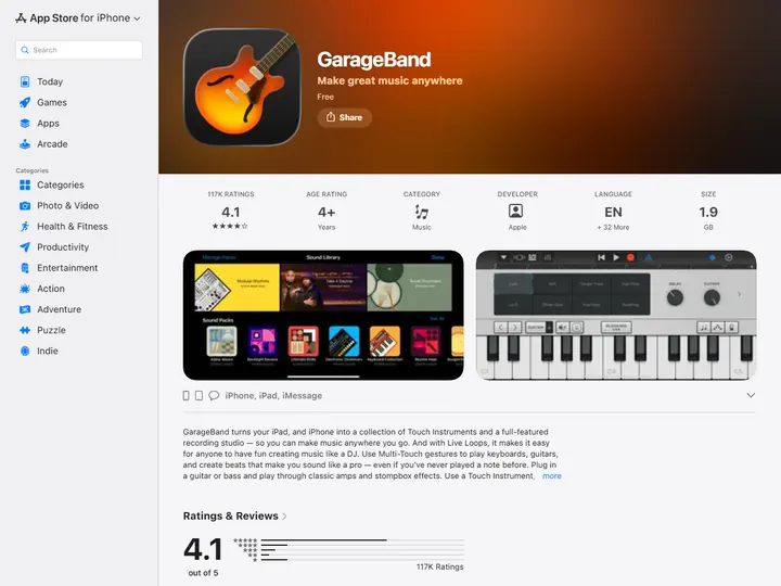 Screenshot of apps.apple.com