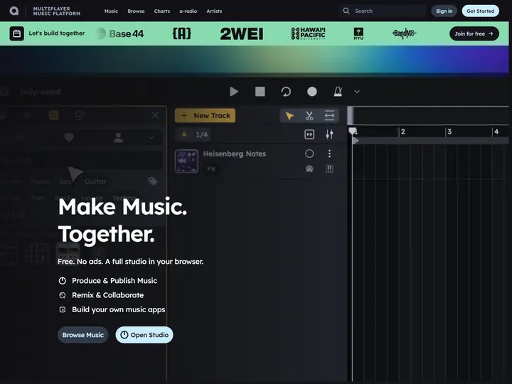 Screenshot of www.audiotool.com