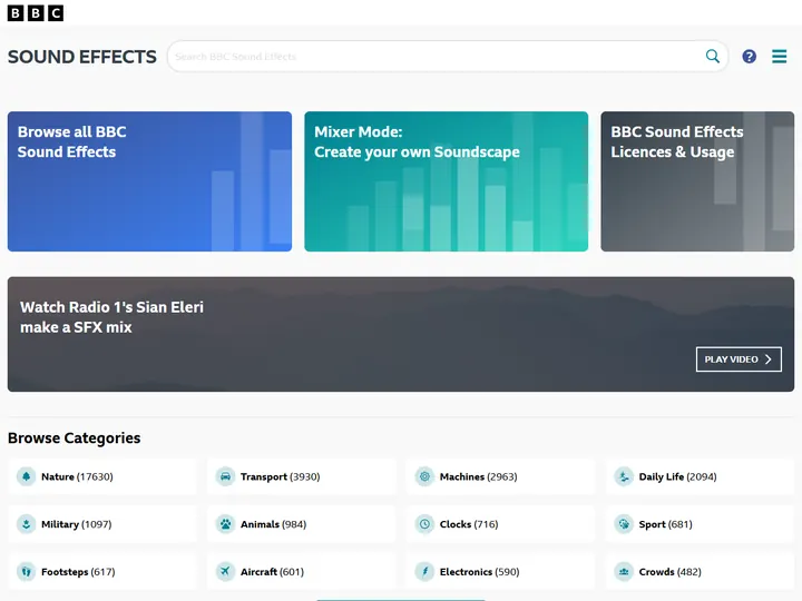 Screenshot of sound-effects.bbcrewind.co.uk