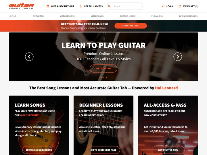 Screenshot of www.guitarinstructor.com