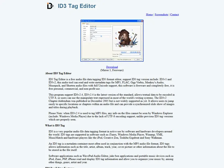 Screenshot of www.id3tageditor.com