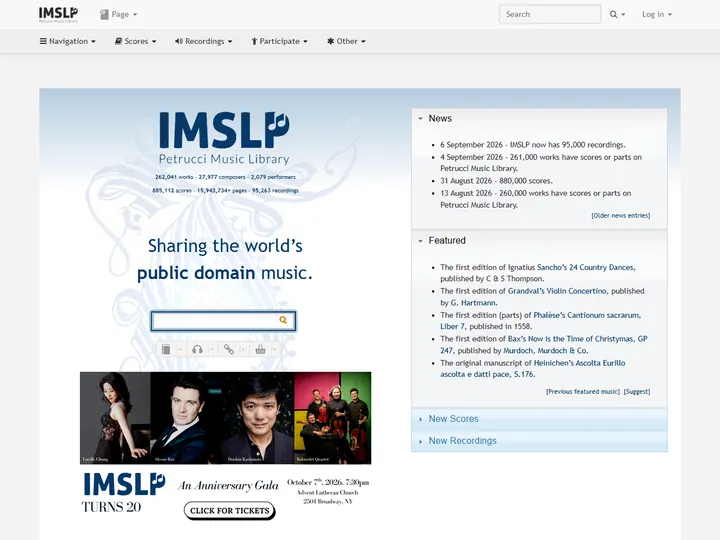 Screenshot of imslp.org