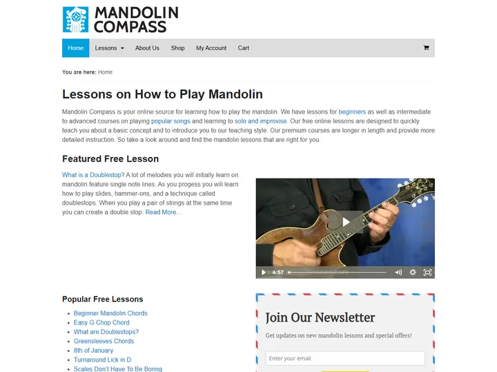 Screenshot of mandolincompass.com