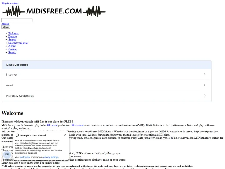 Screenshot of midisfree.com