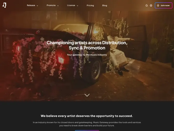 Screenshot of www.musicgateway.com