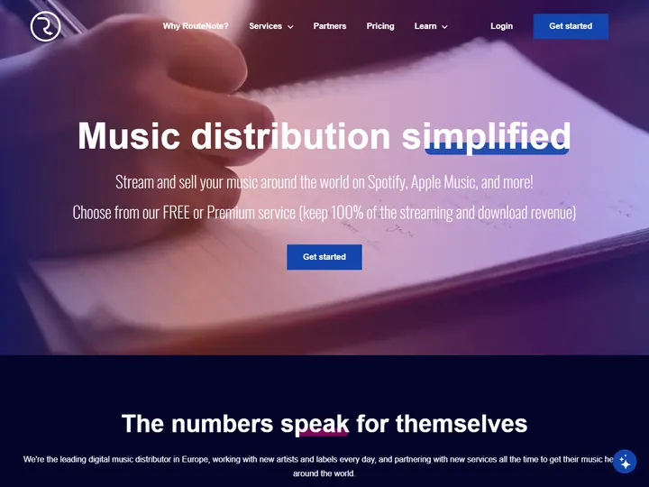 Screenshot of www.routenote.com