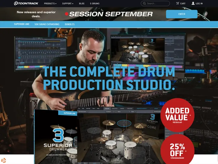 Screenshot of www.toontrack.com