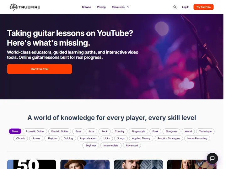 Screenshot of truefire.com
