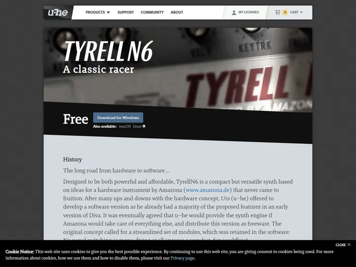 Screenshot of u-he.com