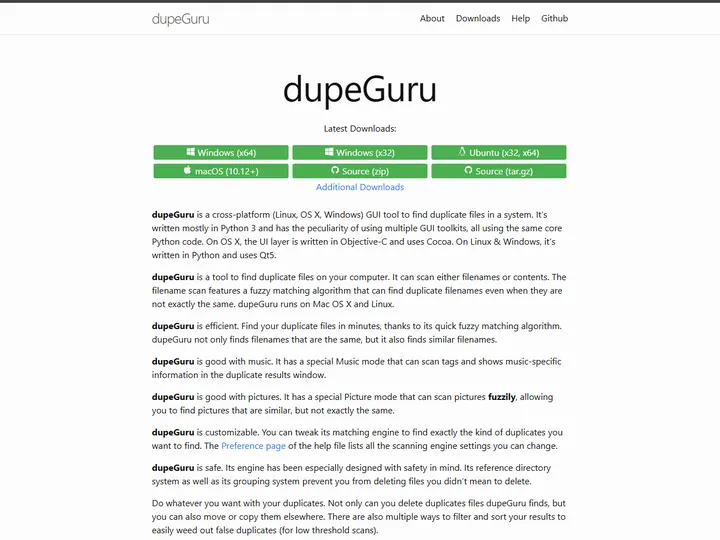 Screenshot of dupeguru.voltaicideas.net