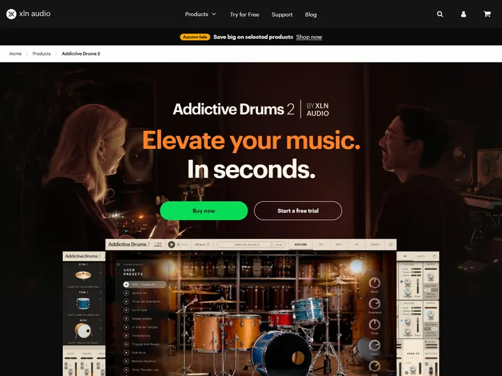 Screenshot of www.xlnaudio.com